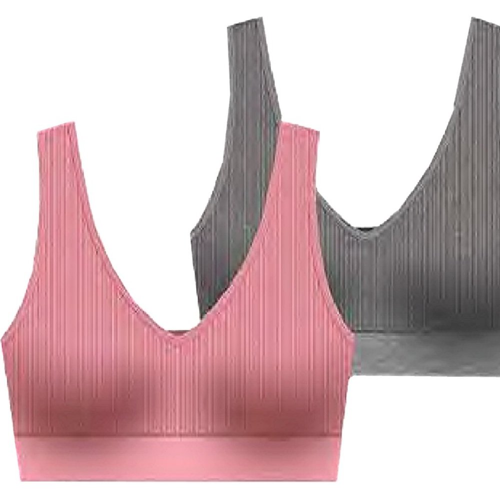 Delta Burke Seamless Padded Ribbed Comfort Bra w/Removable Pads-2-Pack